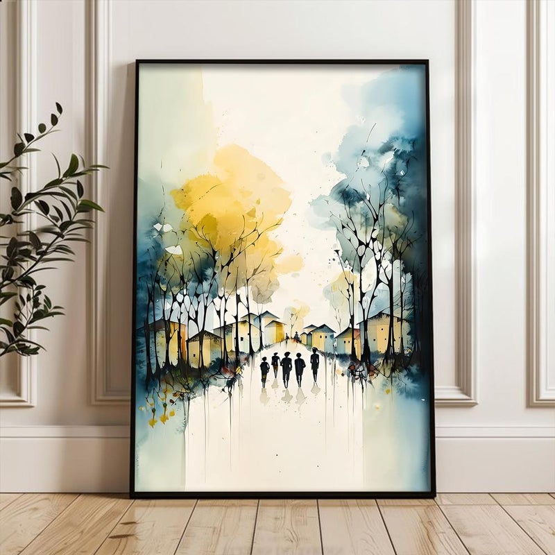 ماركتنا لوحة قماشية بتصميم بتصميم طبيعة مع برواز مجوف مقاس (120x80) قطعة واحدة - Image 1