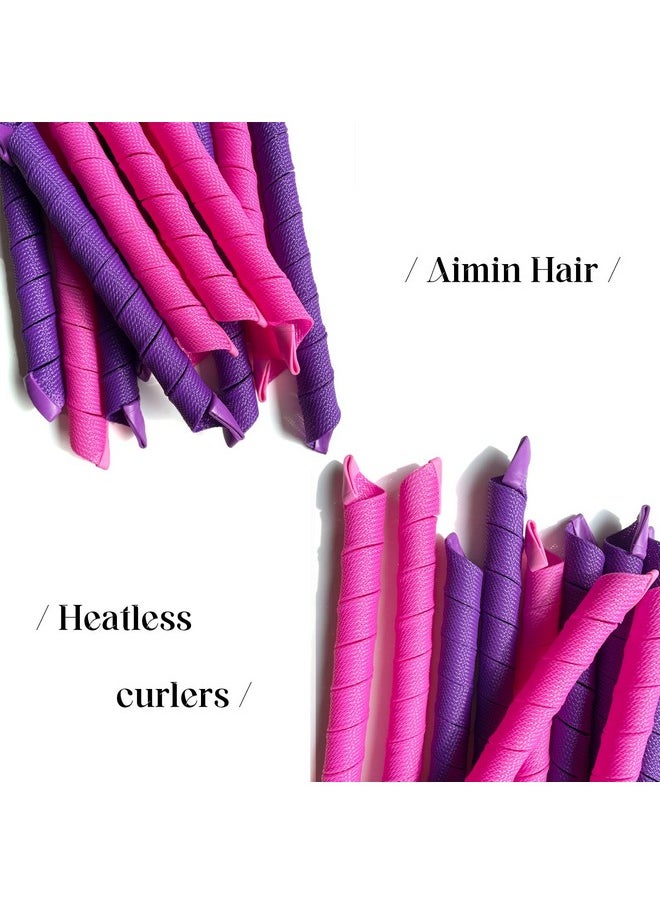 Aimin Hair - 50 Pcs Heatless Spiral Hair Curlers No Heat Curlers 22Inch/55Cm Magic Curls With 6Pcs Styling Hooks Heatless Hair Rollers Styling Kit For Long Hair (Purplepink） - Image 1