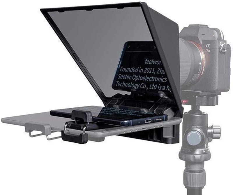 Feelworld TP2 Teleprompters for iPad Smartphone Tablets DSLR Cameras Adjustable APP Compatible with iOS/Android Portable Teleprompter Kit with Remote Control & Lens Adapter Rings Making Live Streaming - Image 1