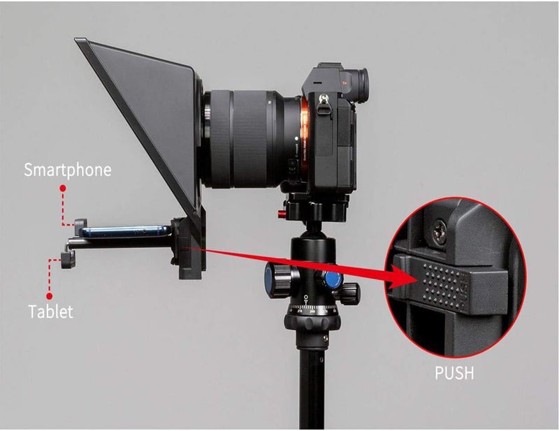 Feelworld TP2 Teleprompters for iPad Smartphone Tablets DSLR Cameras Adjustable APP Compatible with iOS/Android Portable Teleprompter Kit with Remote Control & Lens Adapter Rings Making Live Streaming - Image 2