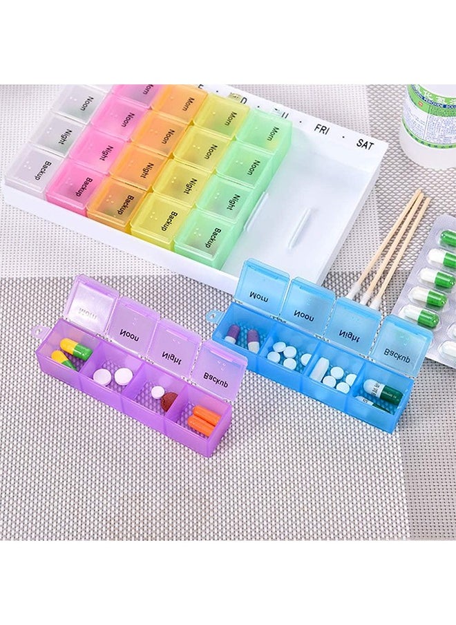 Lemon - Pill Organizer 4 Times a Day Portable Weekly Pill Box 28 Compartments Daily Pill Cases Large Capacity Detachable Medicine Box for Pills, Vitamin, Fish Oil, Supplements - Image 1