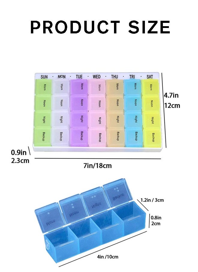 Lemon - Pill Organizer 4 Times a Day Portable Weekly Pill Box 28 Compartments Daily Pill Cases Large Capacity Detachable Medicine Box for Pills, Vitamin, Fish Oil, Supplements - Image 1