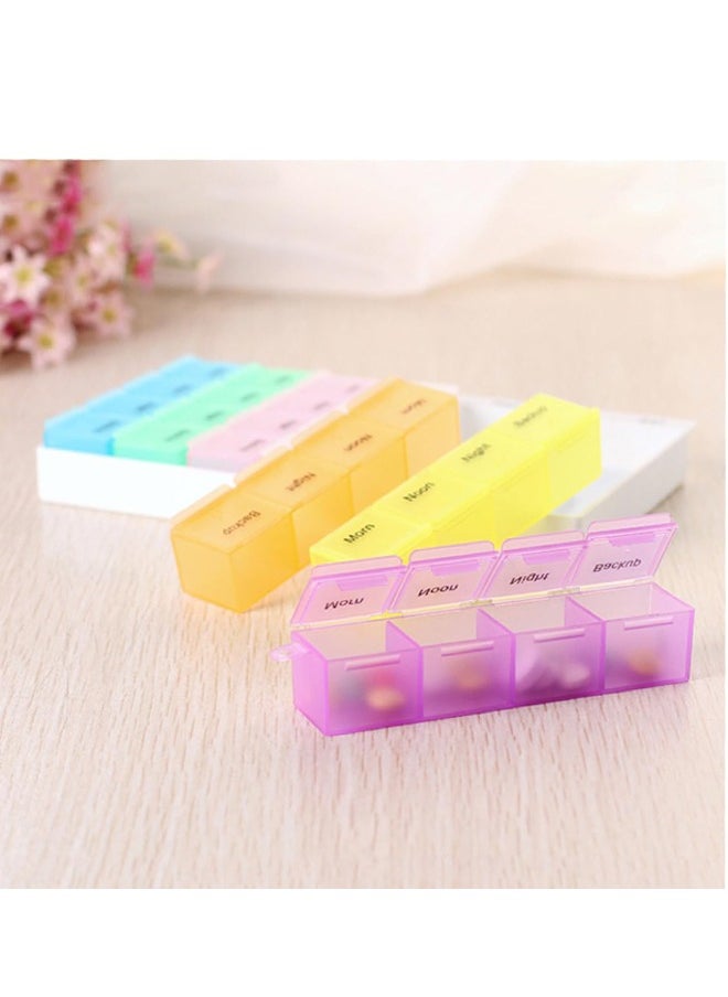 Lemon - Pill Organizer 4 Times a Day Portable Weekly Pill Box 28 Compartments Daily Pill Cases Large Capacity Detachable Medicine Box for Pills, Vitamin, Fish Oil, Supplements - Image 1