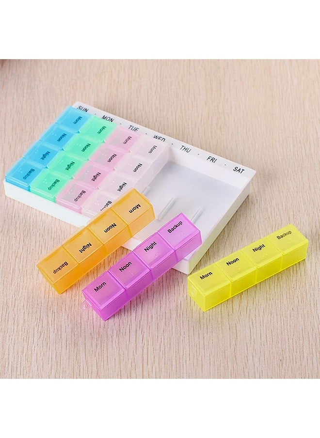 Lemon - Pill Organizer 4 Times a Day Portable Weekly Pill Box 28 Compartments Daily Pill Cases Large Capacity Detachable Medicine Box for Pills, Vitamin, Fish Oil, Supplements - Image 1