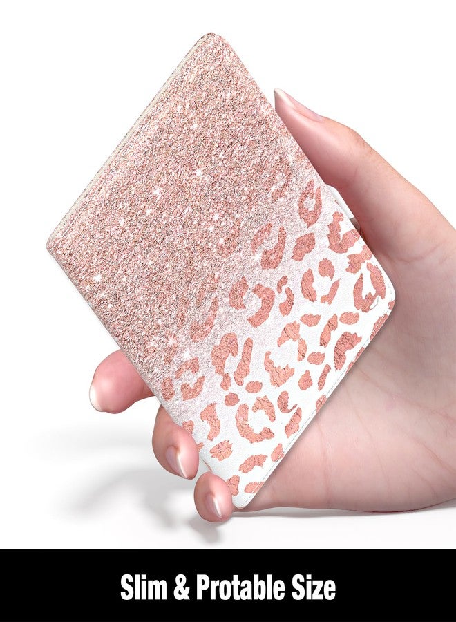 Rouidr Womens Wallet, RFID Small Wallet for Women, Cute Slim Bifold Leather Pocket Credit Card Wallet Ladies Mini Purse with Zipper Coin Pocket & ID Window, Pink Leopard, 4.29 x 3.58 x 0.59 inches - Image 2