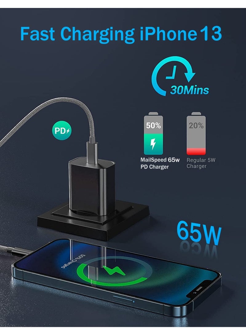 Mailspeed iPhone Charging Cable 2M[MFi Certified] USB C to Lightning Charger Cable Fast Charging Power Delivery PD 65W iPhone Charging Cable for Reinforced for durability iPhone 14/14 Pro/14 Plus/14 Pro Max, iPad Pro, iPhone 8-13 All Series - Image 3