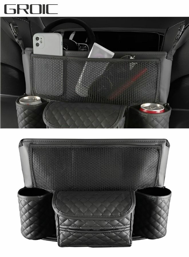 GROIC Car Net Pocket Handbag Holder Between Seats, Large Capacity Car Storage Bag Mesh Organizer for Car Front Seat Car Organizer  - Image 1