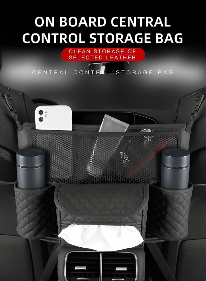 GROIC Car Net Pocket Handbag Holder Between Seats, Large Capacity Car Storage Bag Mesh Organizer for Car Front Seat Car Organizer  - Image 2