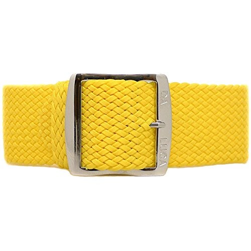 Da Luca Braided Nylon Perlon Watch Strap - Yellow (Polished Buckle) : 24mm - Image 1