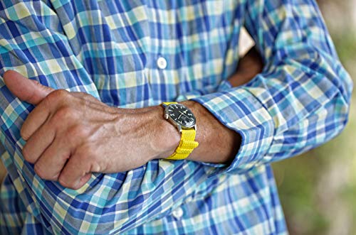 Da Luca Braided Nylon Perlon Watch Strap - Yellow (Polished Buckle) : 24mm - Image 2