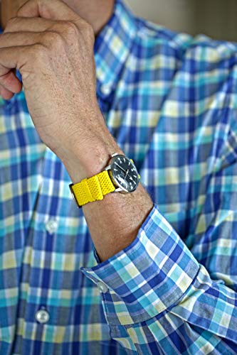 Da Luca Braided Nylon Perlon Watch Strap - Yellow (Polished Buckle) : 24mm - Image 3