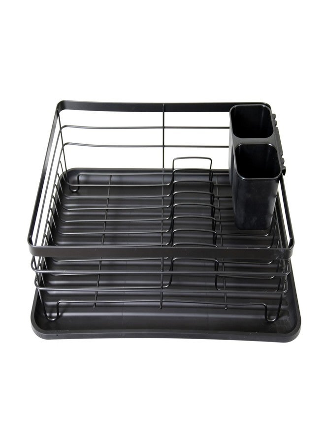 Olpad رف تجفيف أطباق كبير من أولباد لسطح المطبخ، رف معدني مقاوم للصدأ مع لوح تصريف قابل للإزالة، حامل أدوات المائدة والأكواب، منظم مطبخ موفر للمساحة لا يحتاج إلى تجميع، شديد التحمل (أسود) - Image 2