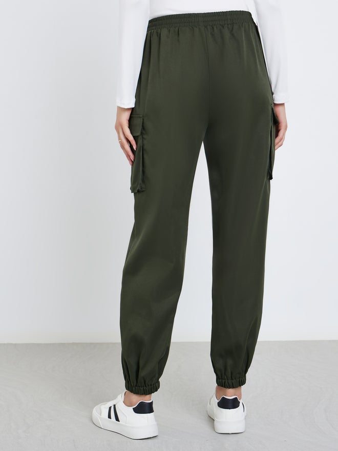 Take Two Dark Green Relaxed Fit Cargo Joggers - Image 4