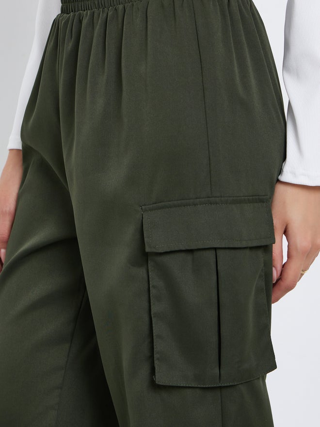Take Two Dark Green Relaxed Fit Cargo Joggers - Image 3