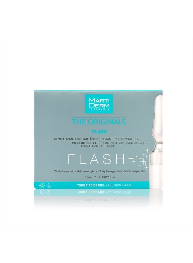 Martiderm Flash Ampoule for Women and Men with Hyaluronic Acid, Silica Complex and Tightening Proteins for Moisturising, Renewing and Inmediate Lifting Effect, 5 Ampoules. - Image 1