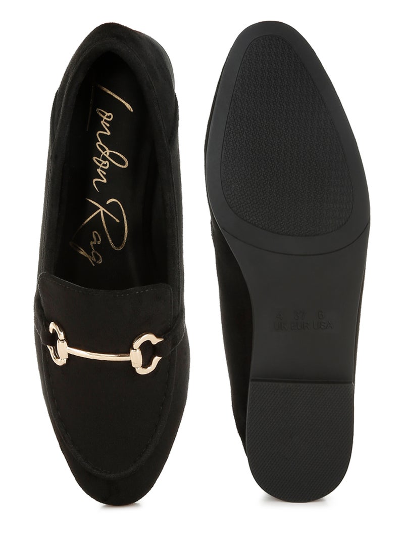 London Rag Women's Horsebit Embellished Loafers in Black - Image 4