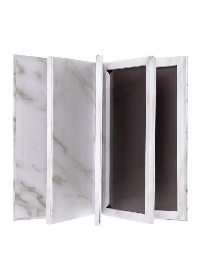 ألون لوحة ألوان رخامية مغناطيسية على شكل كتاب من Allwon مكونة من 4 طبقات، صندوق تخزين كبير فارغ لظلال العيون وأحمر الشفاه وأحمر الخدود والبودرة (أبيض) - Image 2