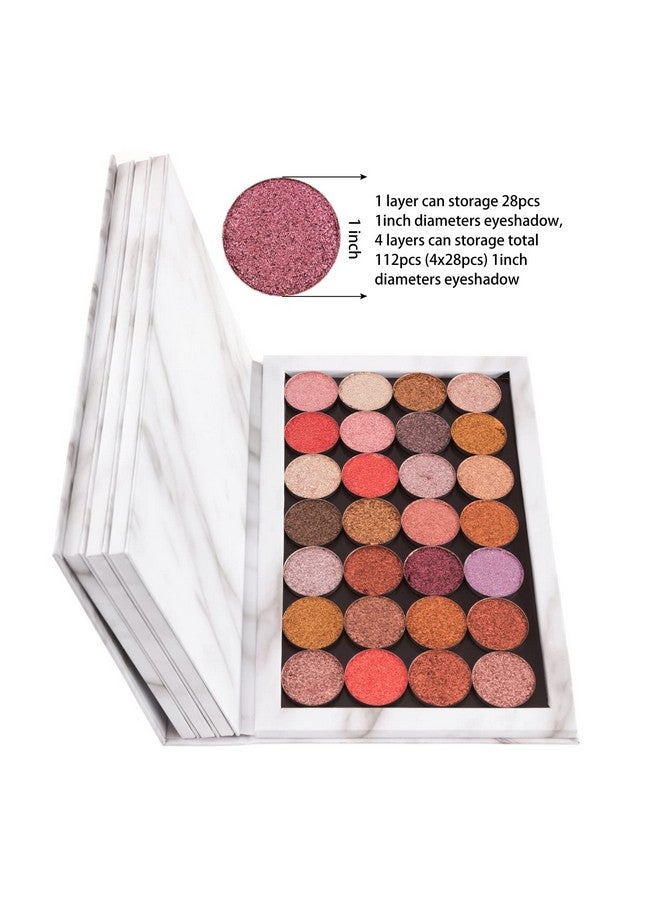 ألون لوحة ألوان رخامية مغناطيسية على شكل كتاب من Allwon مكونة من 4 طبقات، صندوق تخزين كبير فارغ لظلال العيون وأحمر الشفاه وأحمر الخدود والبودرة (أبيض) - Image 4