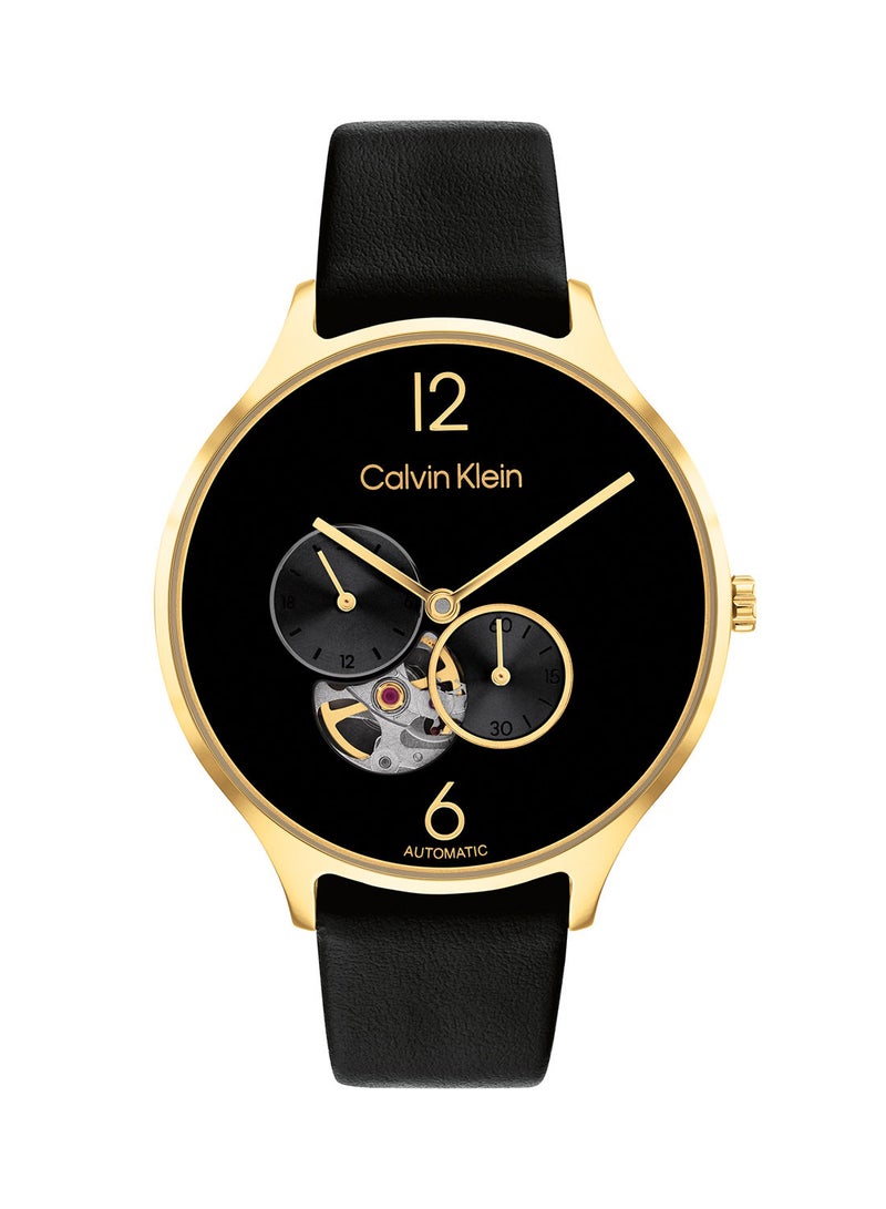 CALVIN KLEIN ساعة يد دائرية أنالوج مقاومة للماء بحزام جلدي 25200123 - Image 2