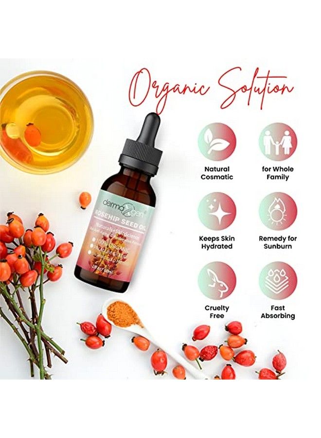 dermaxgen Rosehip Seed Oil 2 Fl Oz 100% Organic & Cold Pressed  Antiaging Moisturizing Treatment For Face Hair Skin & Nails Acne Scars Antiwrinkle. - Image 5