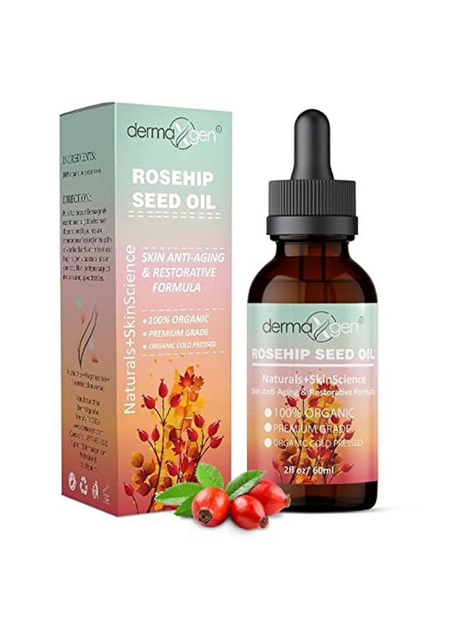 dermaxgen Rosehip Seed Oil 2 Fl Oz 100% Organic & Cold Pressed  Antiaging Moisturizing Treatment For Face Hair Skin & Nails Acne Scars Antiwrinkle. - Image 2