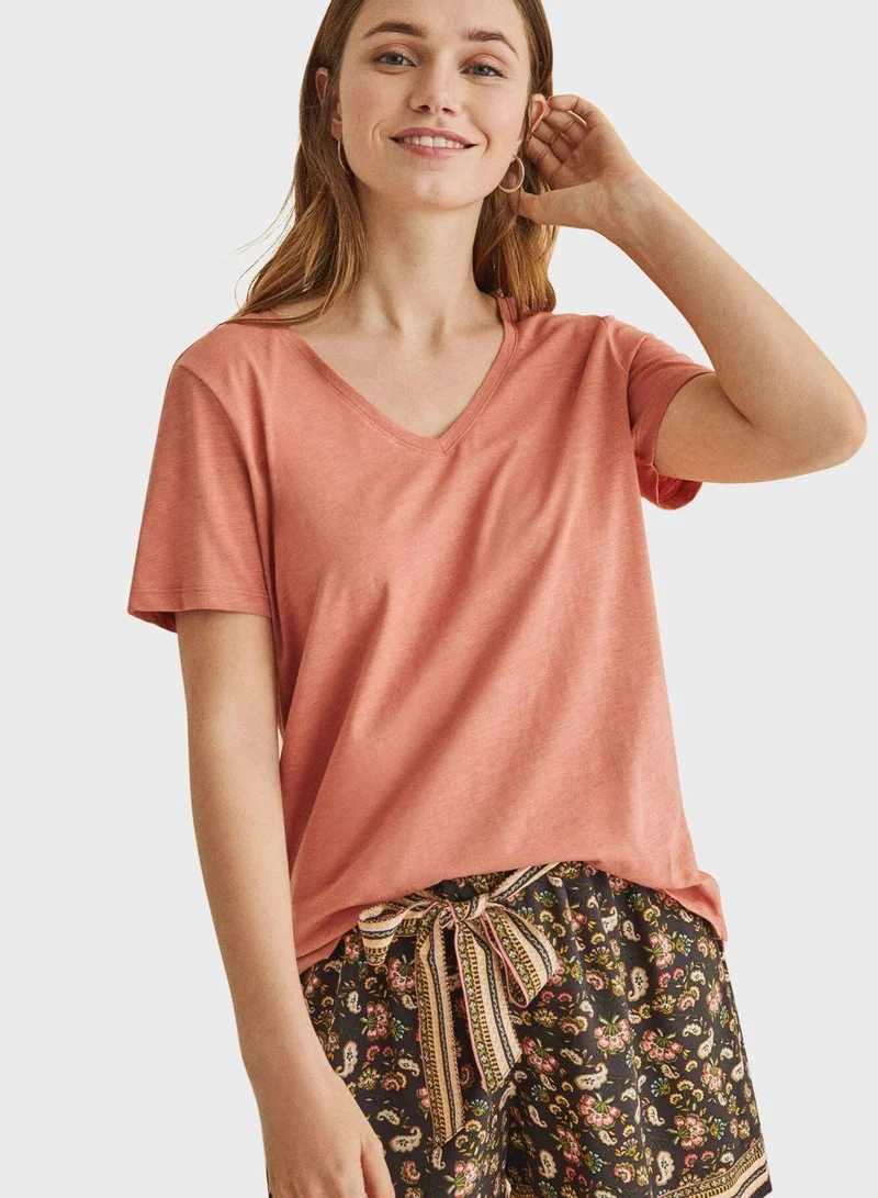 women'secret V-Neck Pyjama T-Shirt