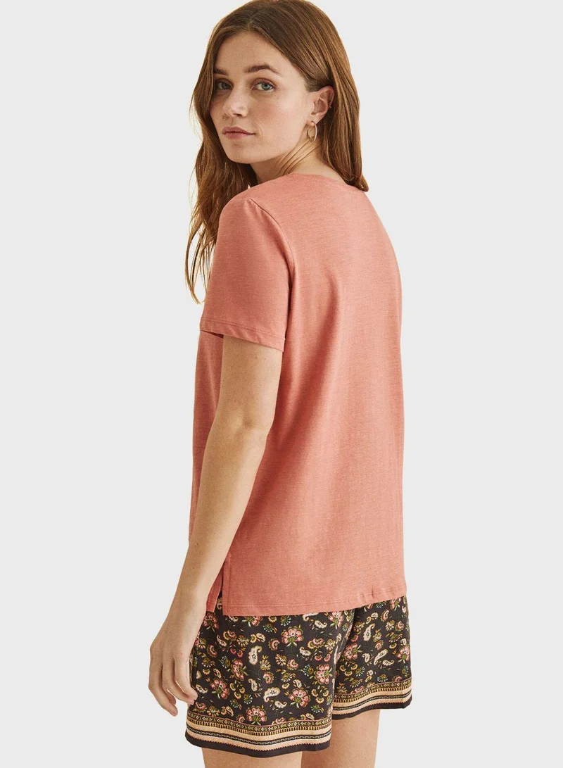 women'secret V-Neck Pyjama T-Shirt