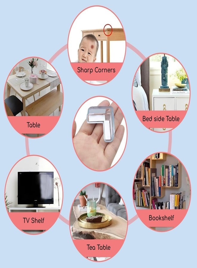 Dadhichi Zone Transparent Table Corner Protectors L-Shaped Silicone Childrens Proofing Guards for Sharp Edges, Strong Adhesive Safety Bumpers for Childrens (Transparent Pack of 8) - Image 3
