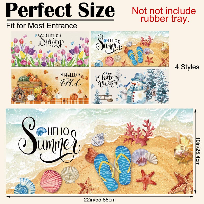 Tinideya Doormat Inserts Seasonal Entrance Doormats Spring Summer Interchangeable Welcome Doormats Welcome Mat for Holiday Front Door Entrance Decor, 22 x 10 Inches(No Frame)(Seasons) - Image 2