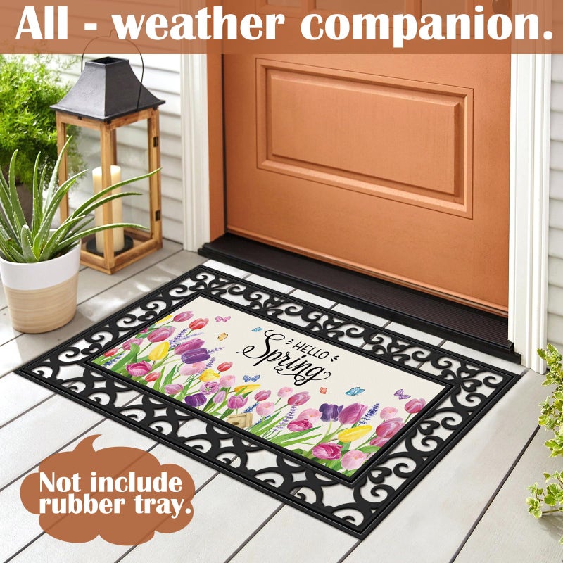 Tinideya Doormat Inserts Seasonal Entrance Doormats Spring Summer Interchangeable Welcome Doormats Welcome Mat for Holiday Front Door Entrance Decor, 22 x 10 Inches(No Frame)(Seasons) - Image 4