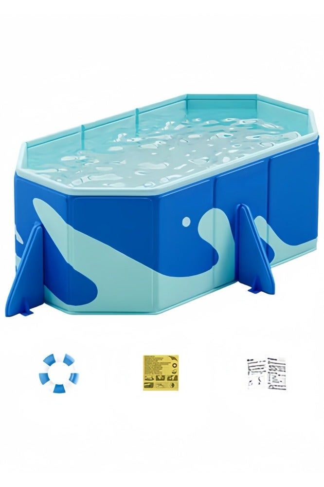 GGEROU Folding Swimming Pool,Non-Inflatable Pool,Oversized Family Pool,Portable Swimming Pool,for Indoor,Outdoor,Garden,Summer Water Party,Give Swimming Ring(156 * 116 * 46cm) - Image 1