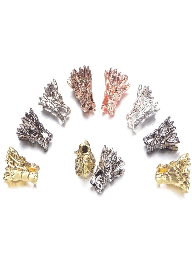 AD Beads Solid Metal 10 Pieces 12x15mm Dragon Head Spacer Assorted Mixed Color Beads - Image 2
