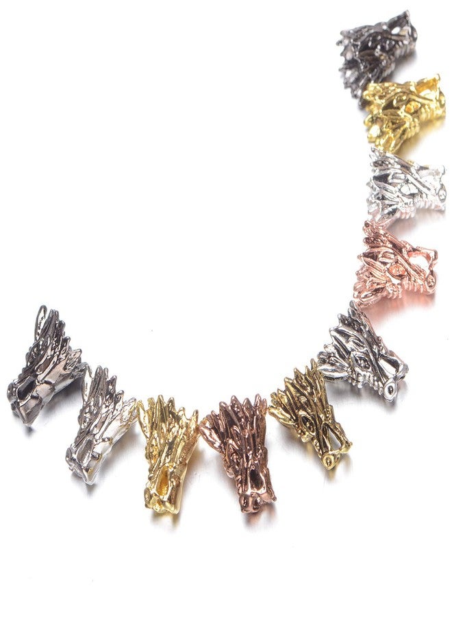 AD Beads Solid Metal 10 Pieces 12x15mm Dragon Head Spacer Assorted Mixed Color Beads - Image 3