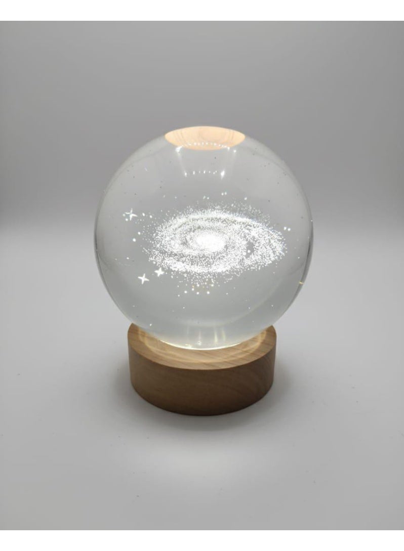 Spaceshoop 3D Crystal Ball Night Light  Milky Way Glass Galaxy Planet Lamp With USB - Image 1