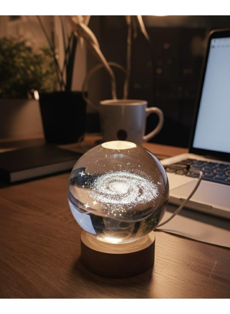 Spaceshoop 3D Crystal Ball Night Light  Milky Way Glass Galaxy Planet Lamp With USB - Image 3