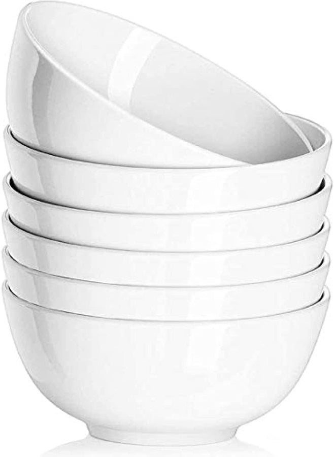 AKDC AKDC Porcelen Pasta Bowls 12Ounces/350Milliliters Ceramic Ramen Bowls for Noodle, Porcelain Bowls Set Of 6 for Kitchen Snack Rice Pasta Salad Oatmeal Microwave Safe (350 ML) - Image 1