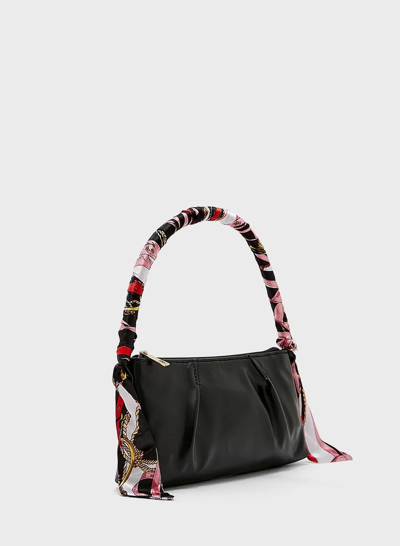 ELLA Scarf Wrapped Handle Baguette Bag