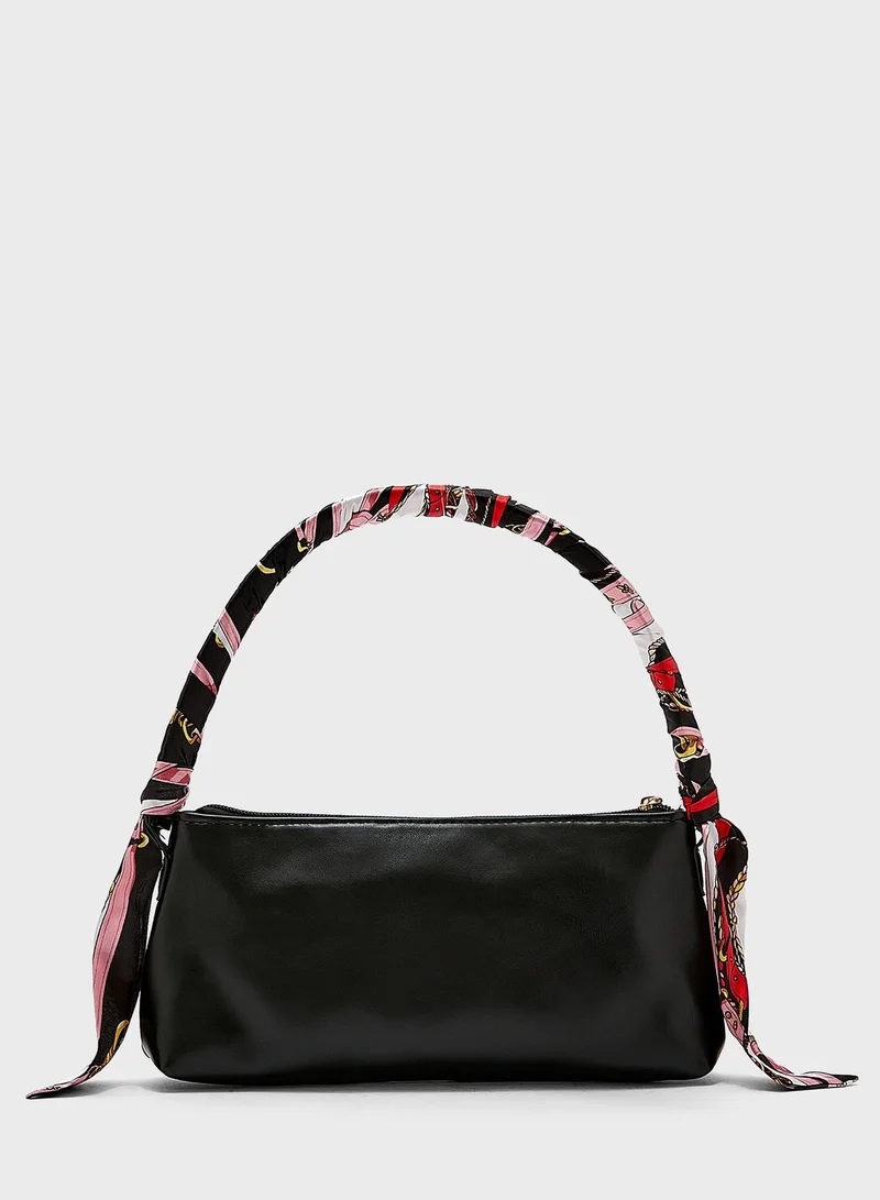 ELLA Scarf Wrapped Handle Baguette Bag