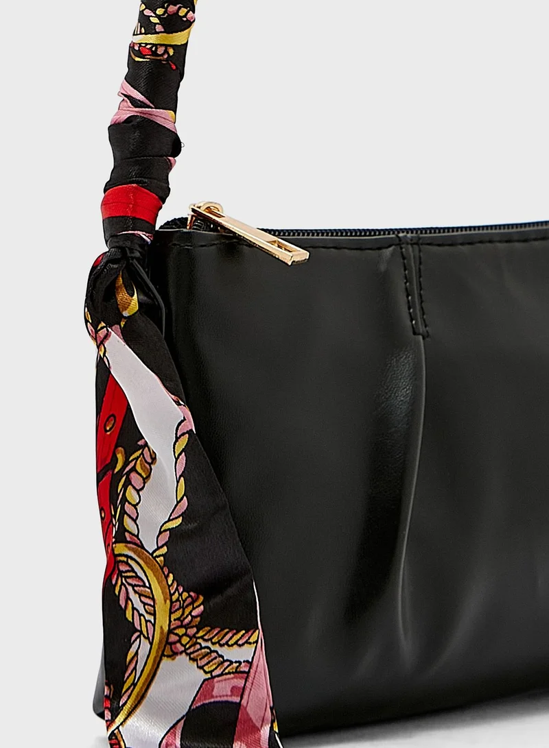 ELLA Scarf Wrapped Handle Baguette Bag