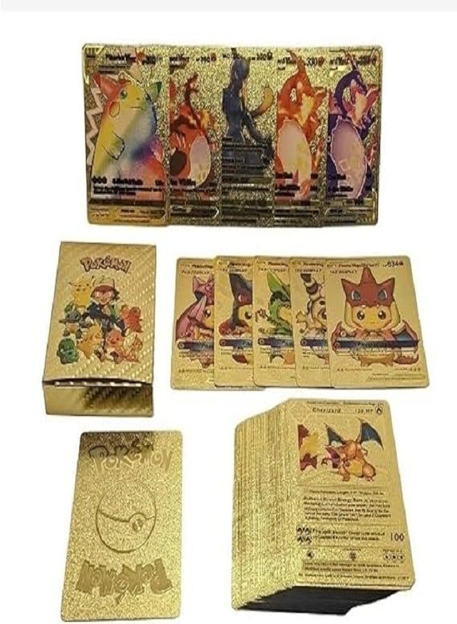مجموعة بطاقات بوكيمون تريدينج الذهبية جميعها سلسلة نادرة مكونة من 55 قطعة (ذهبي) - Image 1