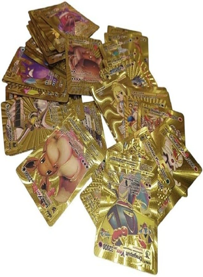 مجموعة بطاقات بوكيمون تريدينج الذهبية جميعها سلسلة نادرة مكونة من 55 قطعة (ذهبي) - Image 2