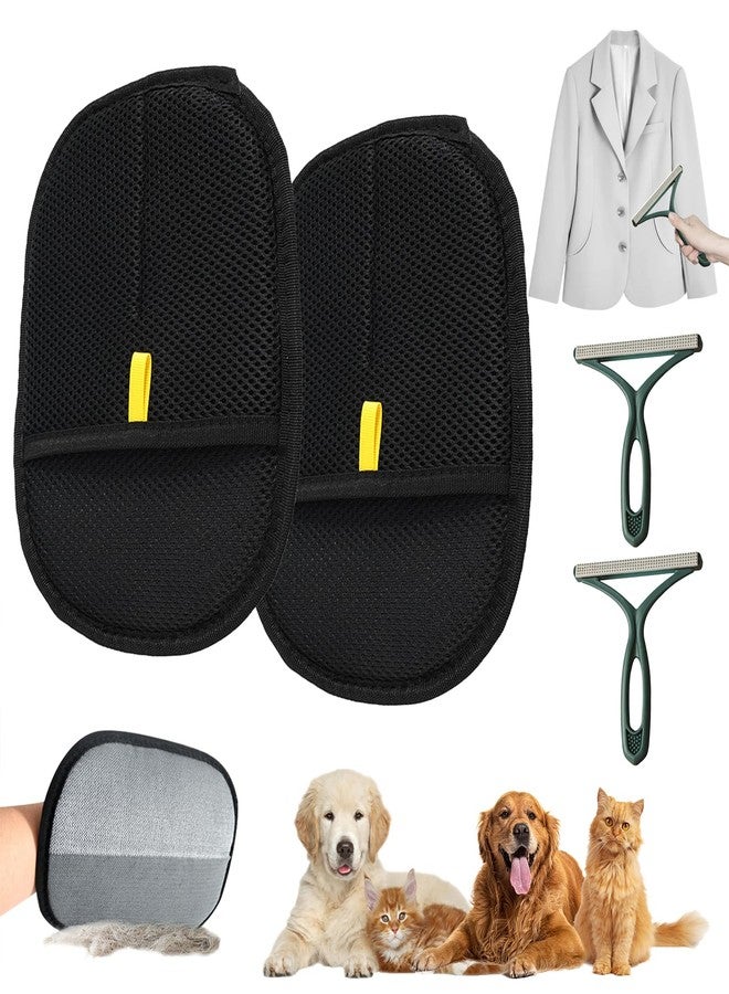 DINTSTYLE 4pcs Pet Hair Remover Glove, Pet Hair Removal Tool, 2025 Electrostatic Pet Hair Removal Gloves for Dogs and Cats,for Pet Hair, for Couch, Clothes, Car, Carpet, Bed, Furniture(Black and dark - Image 1