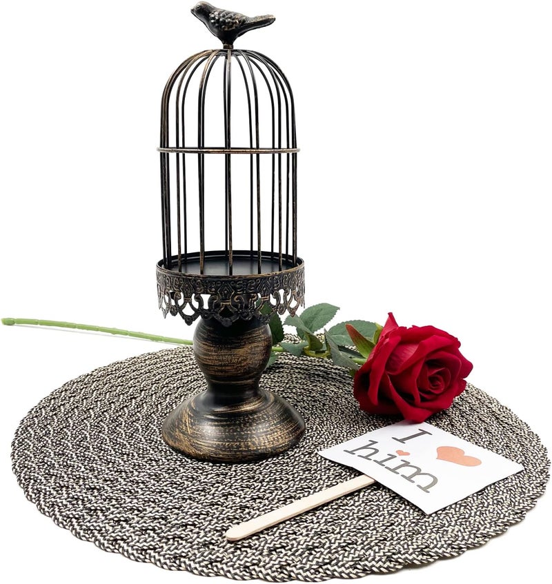 Zalaxt Retro Shabby Candle Holder, Decorative Birdcage Candle Holder Vintage Metal Candlestick for Wedding,Party Vintage Gothic Decor,Victoriana Decor,Home Decor Black 11.8 Inch - Image 5