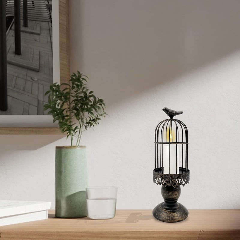 Zalaxt Retro Shabby Candle Holder, Decorative Birdcage Candle Holder Vintage Metal Candlestick for Wedding,Party Vintage Gothic Decor,Victoriana Decor,Home Decor Black 11.8 Inch - Image 2