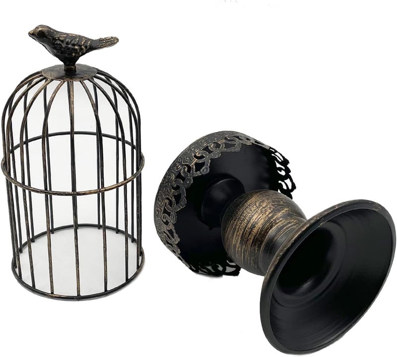 Zalaxt Retro Shabby Candle Holder, Decorative Birdcage Candle Holder Vintage Metal Candlestick for Wedding,Party Vintage Gothic Decor,Victoriana Decor,Home Decor Black 11.8 Inch - Image 4