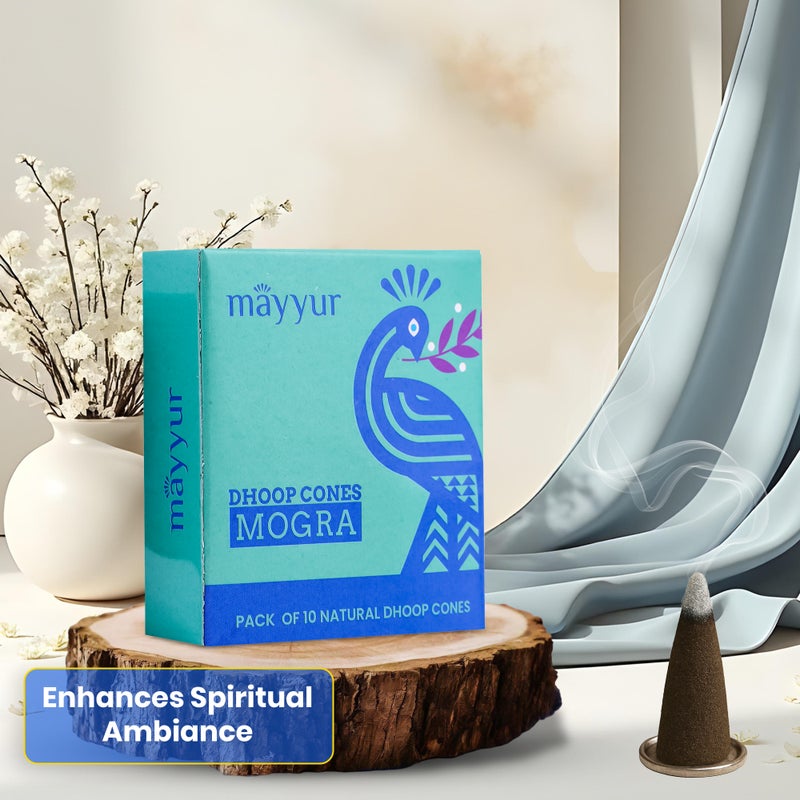 Aksharveda Mogra Jasmine Dhoop Cones Pack of 10 | Sacred and Spiritual Essence | Divine Prayer Insence Sticks - Image 5