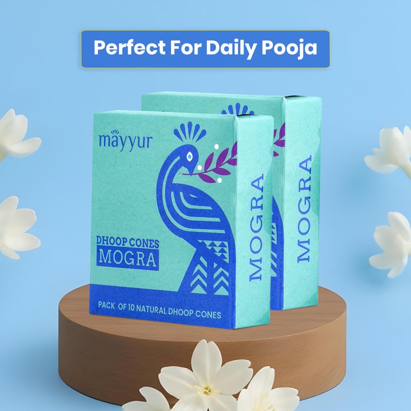 Aksharveda Mogra Jasmine Dhoop Cones Pack of 10 | Sacred and Spiritual Essence | Divine Prayer Insence Sticks - Image 4