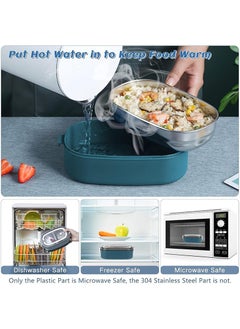 TAPIT 1400ml 2-Tier Stainless Steel Lunch Box for Kids/Women Insulated Student Bento Box for School Leakproof Meal Box Portable Food Container for Outdoor Picnic (Blue)  - Image 4