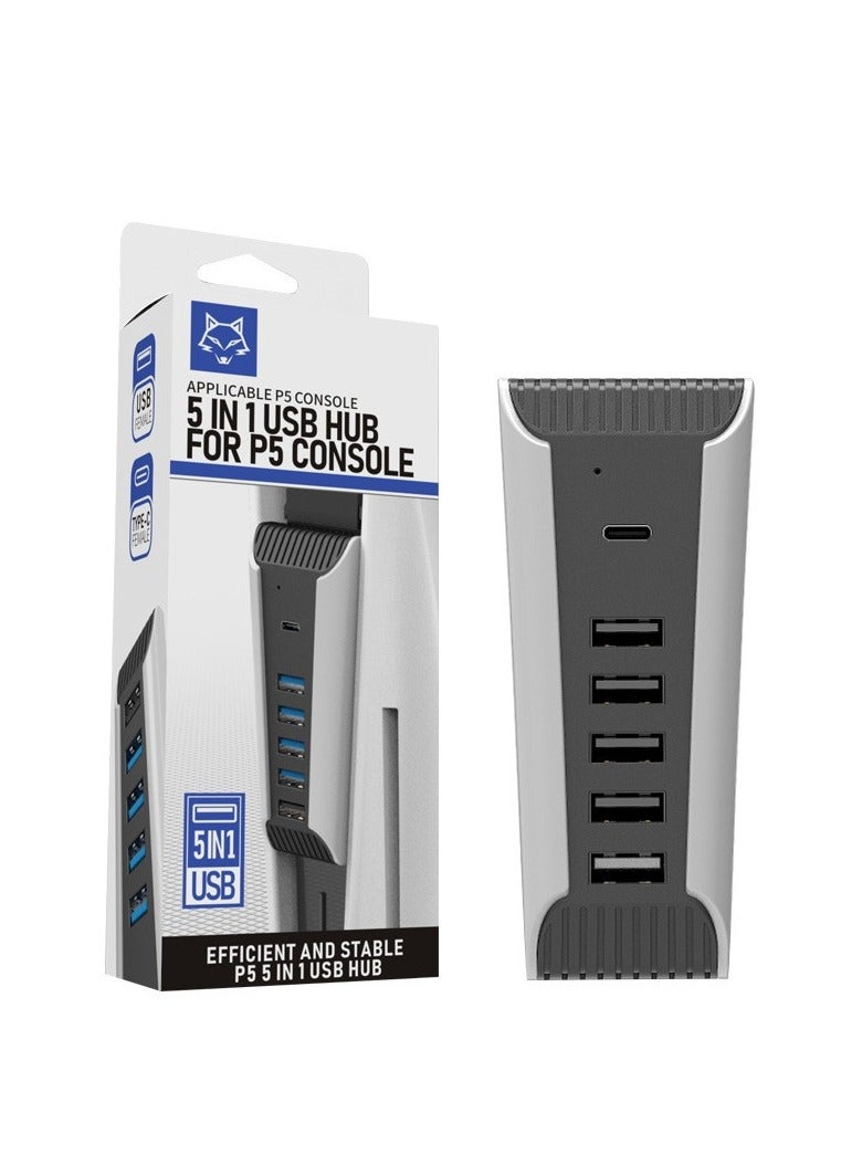 Gasin PS5 HUB Adapter, PS5USB2.0 High-Speed Transmitter, 5-Port USB 3.0 Hub for PS5  - Image 1
