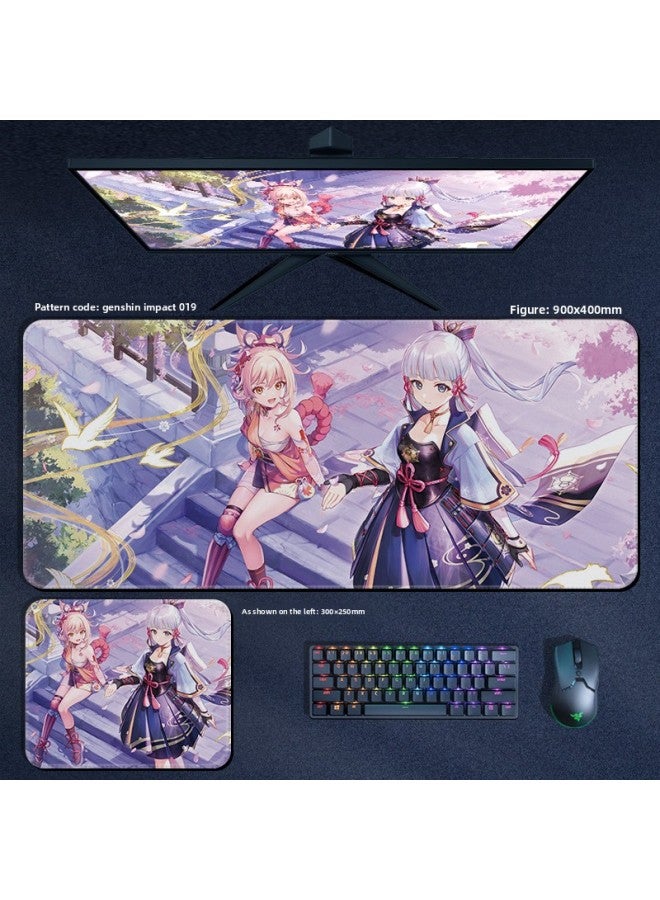Original God Mouse Pad Large Keyboard Table Pad Two-dimensional Game Men's Peripheral Carved Sunny Sweet Rain God Inside Walnut Corey-Color:800x300x4mm-Pattern:YS019